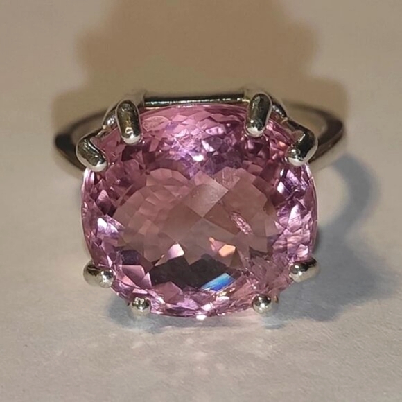 Huge Natural Pink Mauve Tourmaline In Sterling Silver Ring, 10.79ct. Size 7 - Picture 9 of 11